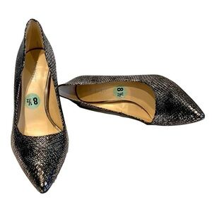 NINE WEST Tatiana Metallic Charcoal Gray 4” Dress Pumps Holiday Shoes Size 8.5